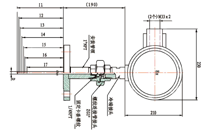 整体铠装多点热电偶 整体铠装多点热电偶