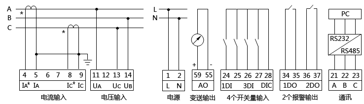 三相三线低压系统有功功率表接线图 三相三线低压系统有功功率表接线图