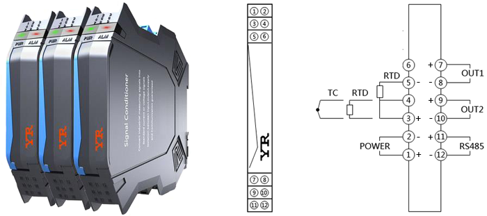 导轨安装温度变送器接线图 导轨安装温度变送器接线图