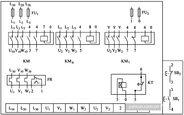星形-三角形减压起动布线图 星形-三角形减压起动布线图