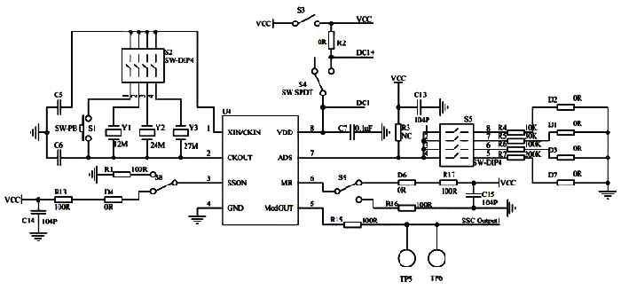 展频IC主时钟模式原理图 展频IC主时钟模式原理图