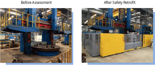 使用安全继电器的设备完全改造前后对比图 使用安全继电器的设备完全改造前后对比图