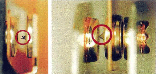 继电器产生触点黏连材质转移的故障触点 继电器产生触点黏连材质转移的故障触点