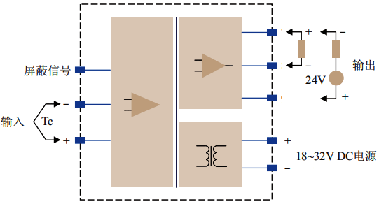 连续热电偶高阻抗温度变送器电气原理与接线 连续热电偶高阻抗温度变送器电气原理与接线