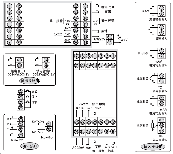 SWP-LK80流量积算仪接线图 SWP-LK80流量积算仪接线图