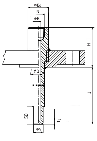 固定法兰整体钻孔缩径式直形套 固定法兰整体钻孔缩径式直形套
