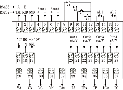 fkswng多功能电力仪表接线图